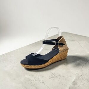 Toni Pons Llivia Black Velvet Espadrille Wedge Sandals Made in Spain Size 40